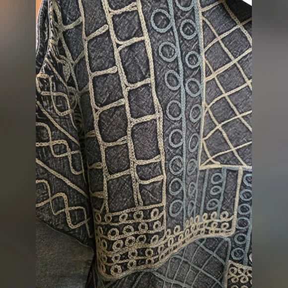 NWT Parsley&Sage 3X Grey blue & yellow Cotton, Rayon embroidered tank top - Picture 3 of 6